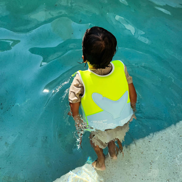 Kids Swim Vest - Salty the Shark Aqua Neon Yellow