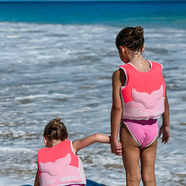 Kids Swim Vest - Melody the Mermaid Neon Strawberry