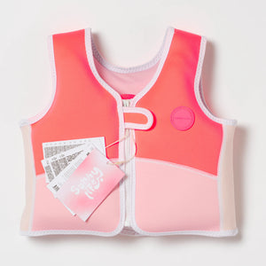 Kids Swim Vest - Melody the Mermaid Neon Strawberry