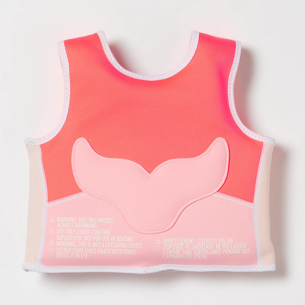 Kids Swim Vest - Melody the Mermaid Neon Strawberry