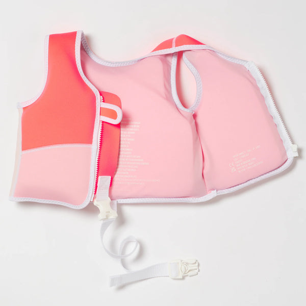 Kids Swim Vest - Melody the Mermaid Neon Strawberry