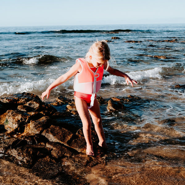 Kids Swim Vest - Melody the Mermaid Neon Strawberry