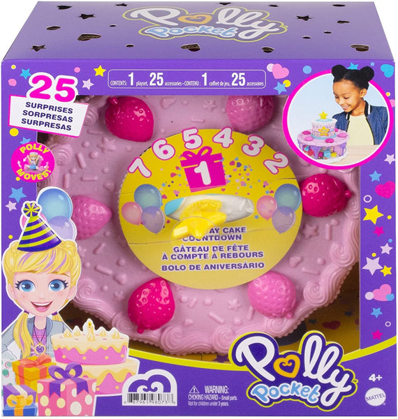 Polly Pocket - Pastel de cumpleaños (7 áreas de juego, 25 sorpresas)